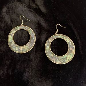 Mother of pearl dangle hoop earrings
